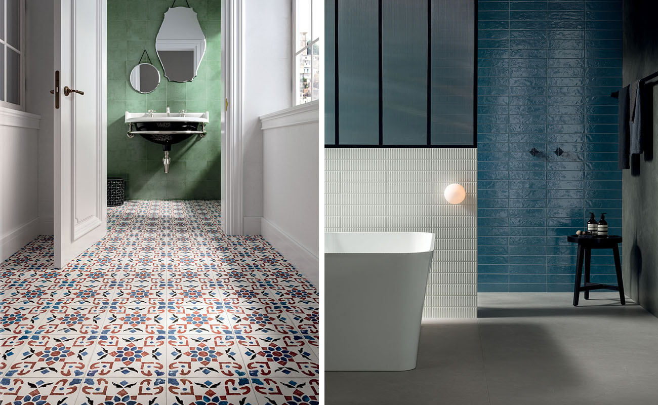 Colourful bathroom tiles concept