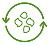 Green rocks and circular arrows icon