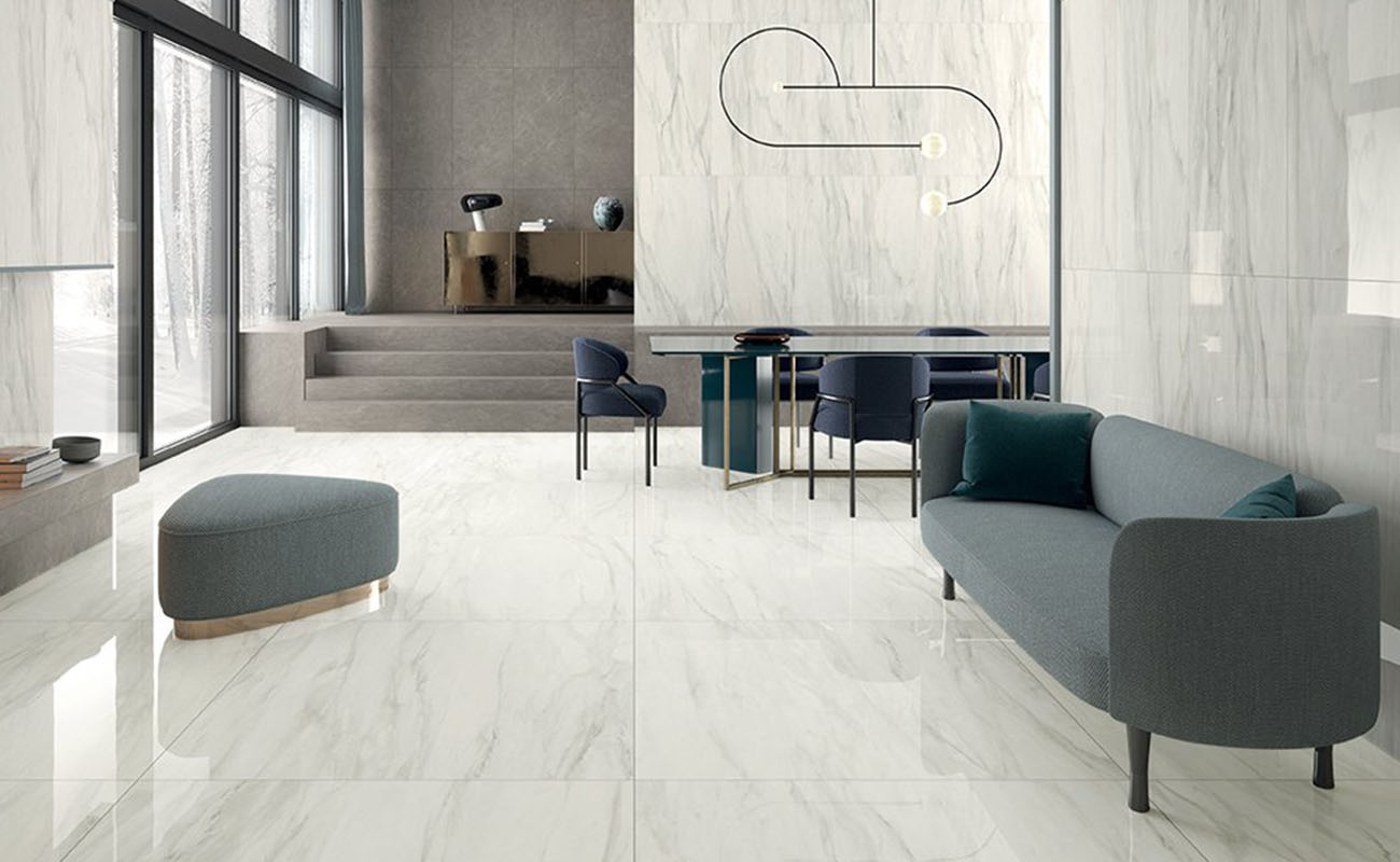 Foyer Royal Delicate white marble effect floor tiles