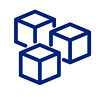 Blue icon with three cubes in perspective