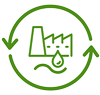 Green factory icon with drop and circular arrows