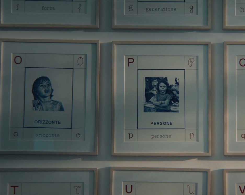 Close-up of artistic photographs framed with keywords such as “Horizon” and “People”.