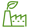 Green industrial plant icon with leaf