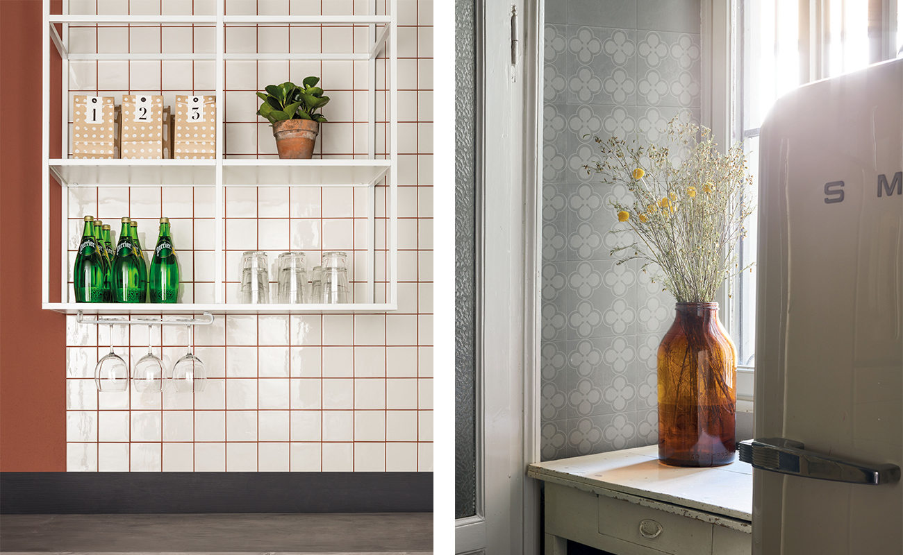 Light coloured tiles for a small kitchen