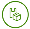 Green cardboard box icon with parcel