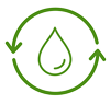 Green water drop icon with arrows