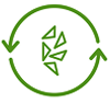 Green circular arrows icon with fragments
