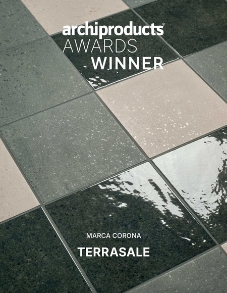 Close-up of Marca Corona Terrasale tiles, winners of the ADA 2025.