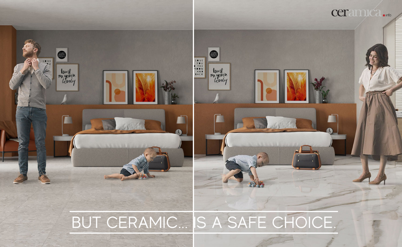 Ceramic for floors: safety and design