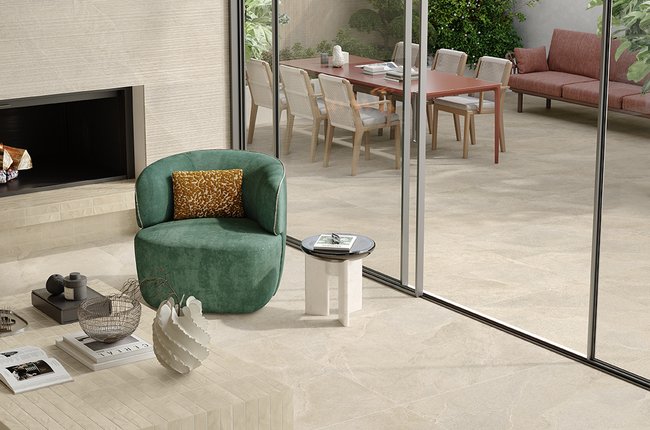 Indoor-outdoor living with ceramic flooring