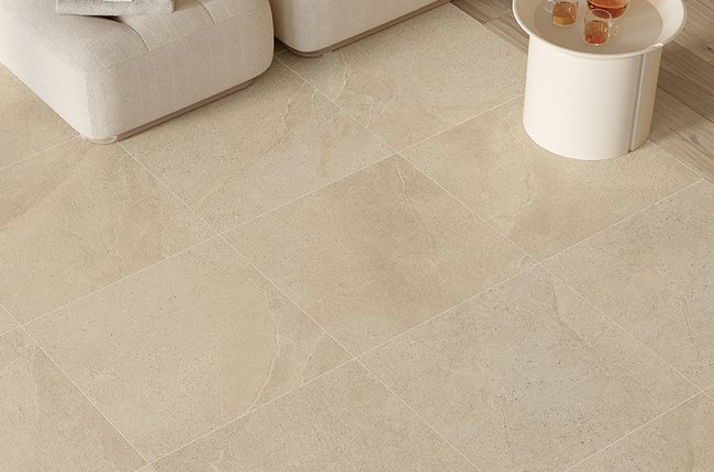 Spa relaxation area with chaise longue and tiles