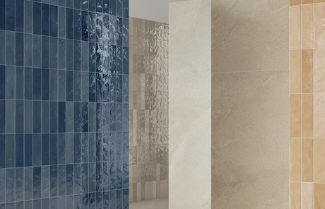 Composition of ceramic surfaces and tiles in different colors.