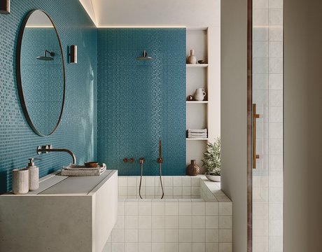 Image of the collection Multiforme Mira, BATHROOM TILES, Residential settings, TERRACOTTA AND CONCRETE EFFECT