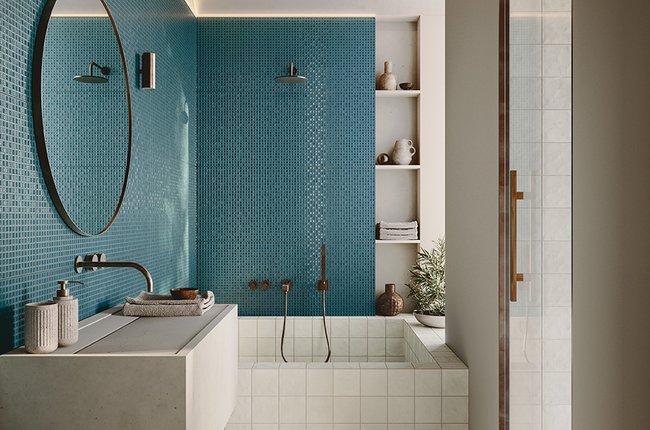 Image of the collection Multiforme Mira, BATHROOM TILES, Residential settings, TERRACOTTA AND CONCRETE EFFECT
