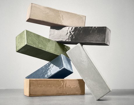 Composition of colored glazed tiles