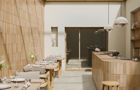 Restaurant with warm tile coverings