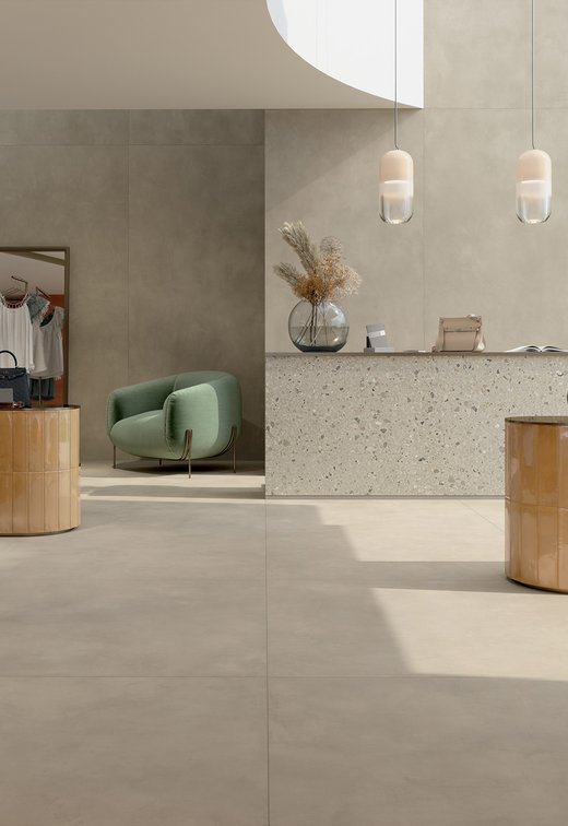 Immagine della collezione Multiforme Dune, Spazi commerciali, EFFETTO PIETRA, EFFETTO COTTO E CEMENTO