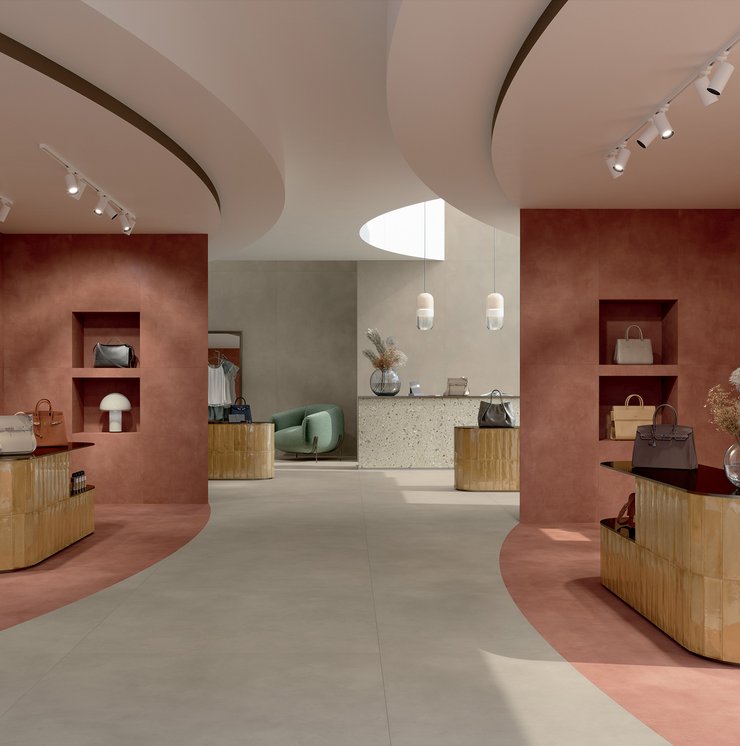 Immagine della collezione Multiforme Dune, Spazi commerciali, EFFETTO COTTO E CEMENTO